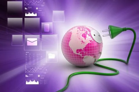 Earth globe with power cable Stock Illustration