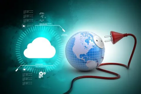 Earth globe with power cable Illustrazione stock