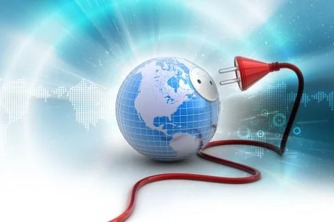 Earth globe with power cable Stock Illustration