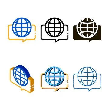 Earth globe in quote frame icon simplified thin line vector Stock Illustration