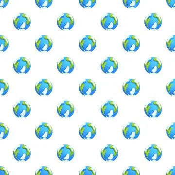Earth globe repeating pattern on white background Illustrazione stock