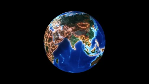 Earth globe rotating on black background. Seamless loop 4k animation. Stock Footage 256131213