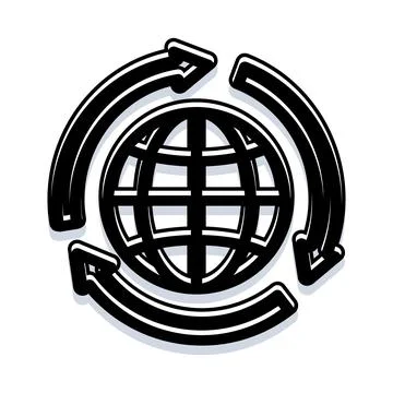 Earth globe rotating with circular arrows icon Stock Illustration