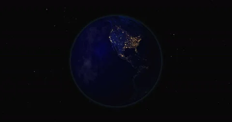Earth globe rotating night view from space loop Stock Footage 191138964