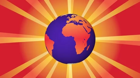 Earth globe rotating with orange sunburst rays 스톡 동영상 338385991