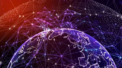 Earth globe rotating plexus motion background Seamless loop 4k animation With Stock Footage 139815593