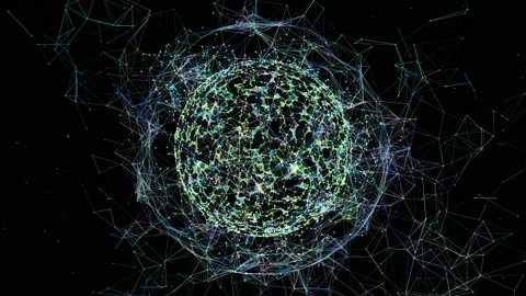 Earth globe rotating with plexus. This video can be used to represent concepts Stock Footage 114800742