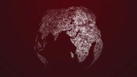 Earth Globe Rotating in Red Background. Digitalization Concept Global Technology Stock Footage 168579180