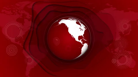 Earth globe rotating on a red background... | Stock Video | Pond5