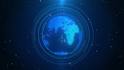 Earth Globe Rotation Computer Binary Data Network Video Animated Background Stock Footage 335917177