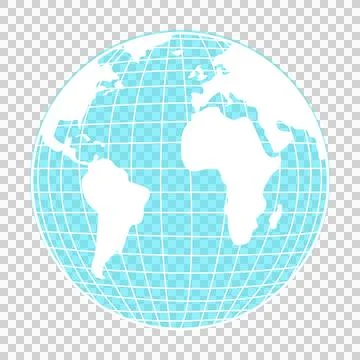 Earth globe is showing flat design turquoise grid with white continents, Stock Illustration