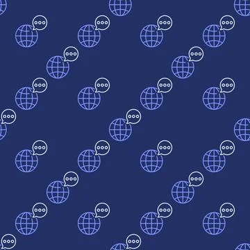 Earth Globe with Speech Bubble vector thin line seamless pattern Stock Illustration