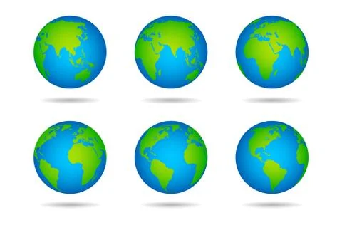 Earth globe. Sphere world map with continents on white background, globes from Stock Illustration