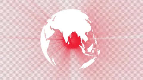 Earth Globe Spinning with Red Light Rays. Alpha channel Stock Footage 323103870