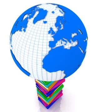 Earth globe on a stack of books Stock Illustration