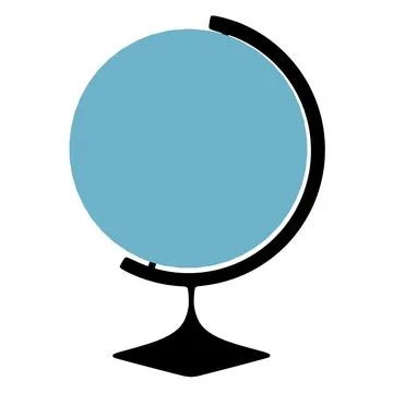 Earth globe with stand model Silhouette. Vector illustration Stock Illustration