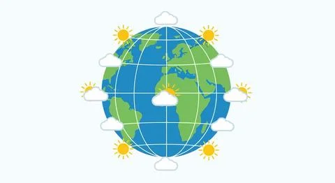 Earth globe with sun rays and puzzle pieces Ilustração Stock