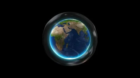 Earth Globe Surrounded by Protective Ozone Sphere イラスト素材