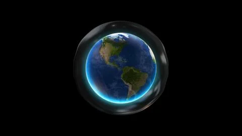 Earth Globe Surrounded by Protective Ozone Sphere 库存插图