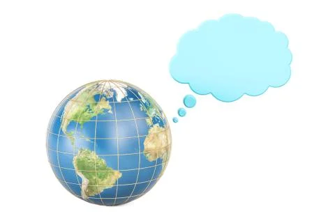 Earth globe with thought cloud, 3D rendering イラスト素材