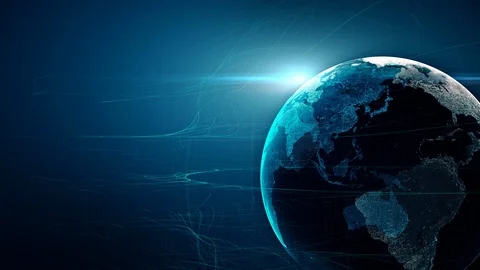 Earth globe with transparent night map of earth slow rotates around its axis Stock Footage 115263999