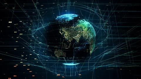 Earth globe with transparent night map of earth slow rotates around its axis Stock Footage 115512909