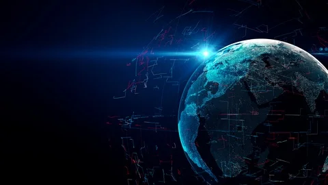 Earth globe with transparent night map of earth slow rotates around its axis Stock Footage 116369746
