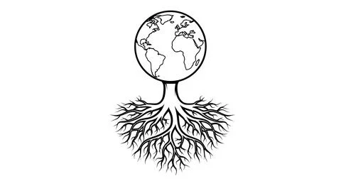 Earth globe with tree roots Stock Illustration