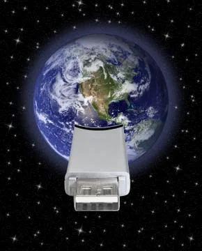 Earth globe with usb connection Illustrazione stock