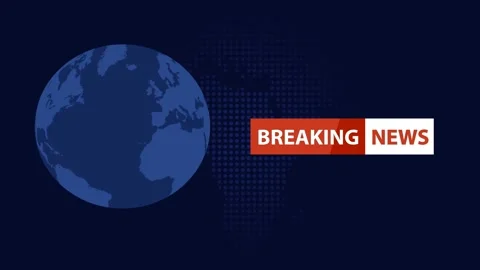 Earth globe vector map rotating and braking news strip animated on foregroun Stock-Footage 233497311