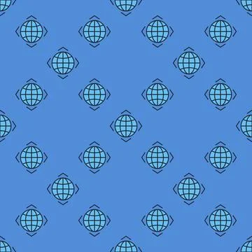 Earth Globe vector minimal blue seamless pattern Stockillustratie