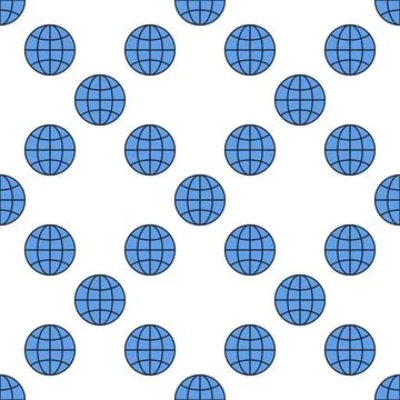 Earth Globe vector simple round blue seamless pattern Illustrazione stock