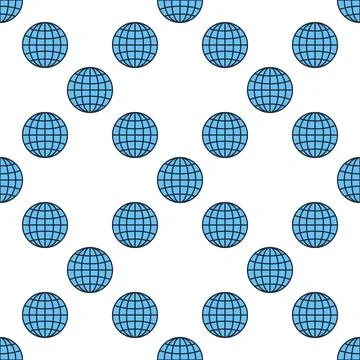 Earth Globe vector Travel simple blue seamless pattern Stock Illustration