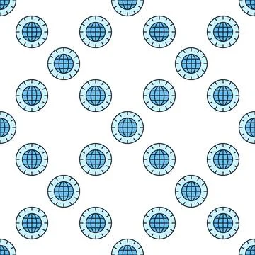 Earth Globe vector World round blue seamless pattern Stock Illustration