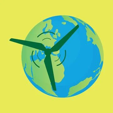Earth globe windmill Stock Illustration