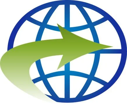 Earth, globe, world globe, arrow, logistics, logo Stock Illustration