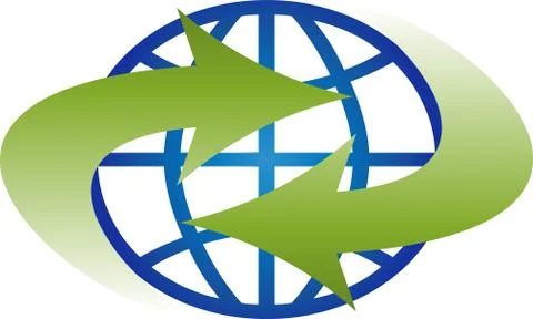 Earth, globe, world globe, arrows, logistics, logo Stock Illustration