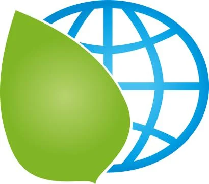 Earth, globe, world globe, leaf, logo Stock Illustration