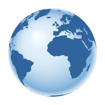 Earth globe - world map with continents on planet Earth, vector illustration Illustrazione stock