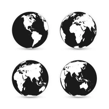 Earth globe. World map set. Planet with continents. Vector Illustration. Stock Illustration