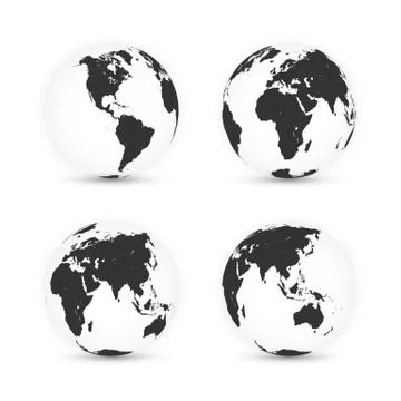 Earth globe. World map set. Planet with continents. Vector Illustration. Stock Illustration