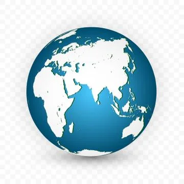 Earth globe. World map set. Planet with continents. Vector Illustration. Illustrazione stock