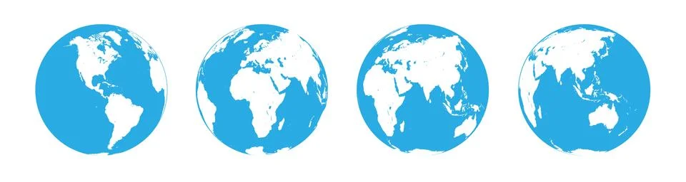 Earth globe. World map set. Planet with continents. Vector Illustration. Stock Illustration