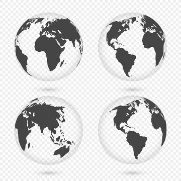 Earth globe. World map set. Planet with continents. Africa, Asia, Australia Stock Illustration