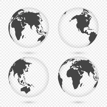 Earth globe. World map set. Planet with continents. Africa, Asia, Australia Stock Illustration