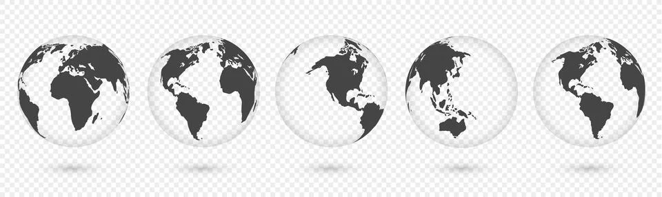 Earth globe. World map set. Planet with continents. Africa, Asia, Australia Stock Illustration