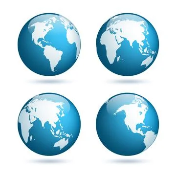 Earth globe. World map set. Planet with continents.Africa Asia, Australia Stock Illustration
