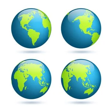 Earth globe. World map set. Planet with continents.Africa Asia, Australia Stock Illustration