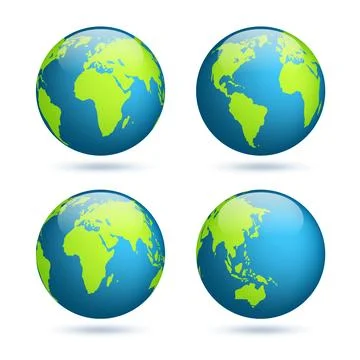 Earth globe. World map set. Planet with continents.Africa Asia, Australia Stock Illustration