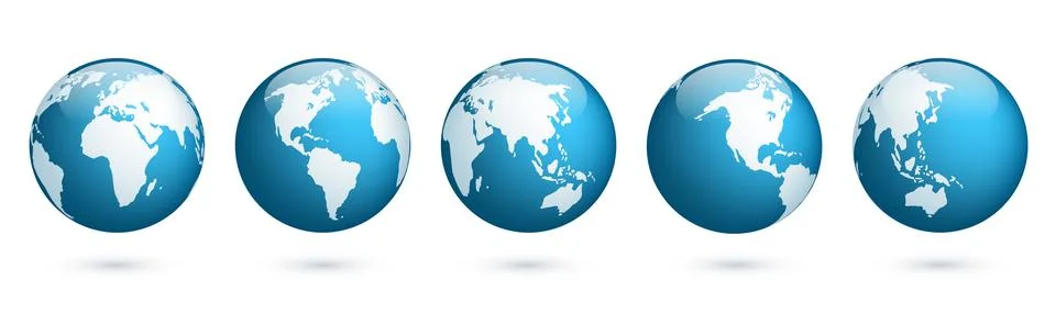 Earth globe. World map set. Planet with continents. Africa, Asia, Australia Stock Illustration